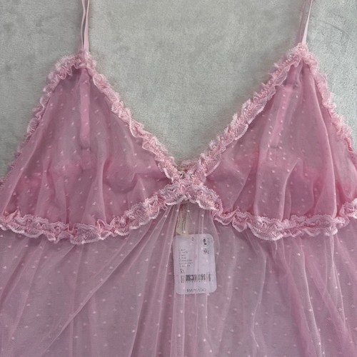 Intimately Free People Babydoll Lingerie Swiss Dot Ruffle Trim Pink XL - Picture 5 of 10