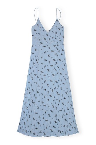 GANNI Printed Georgette Slim Fit Spaghetti Strap Summer Wrap Dress EU 42/16 £165 - Picture 7 of 15