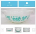 VTG Pyrex Amish Butterprint Cinderella Mixing Bowl White Turquoise 2-1/2 QT #443