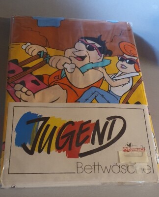 Rar Vintage 2 tlg Kinder Bettwäsche Familie Feuerstein Serie bed linen neu/ovp