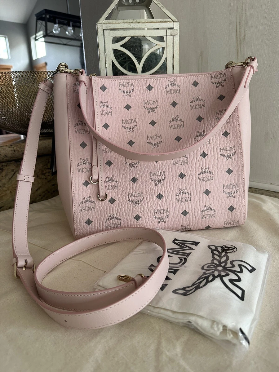 Mcm - Aren Medium Powder Pink Mixed Visetos Leather Hobo Shoulder Bag Handbag