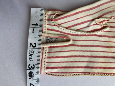 Vintage 1950's Le Gant Hermes Wear Right Suede White & Red Striped