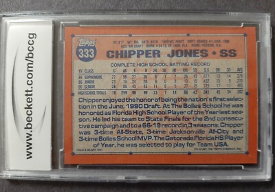 1991 TOPPS #333 CHIPPER JONES ROOKIE BCCG 10 MINT!!! ATLANTA