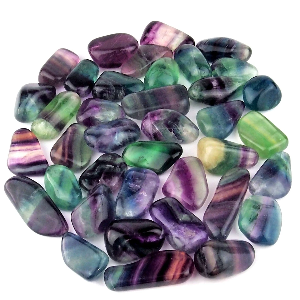 Regenbogenfluorit Trommelsteine Bunt Ø ca. 30 - 50 mm Fluorit AA - Qualität p - Bild 3 von 4