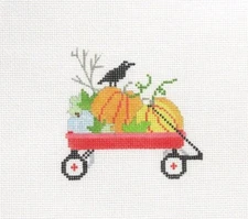 Amanda Lawford / VNG Fall Pumpkin Wagon Ornament Handpainted Needlepoint Canvas