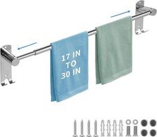 zmnklry Adjustable Towel Rack, 17 to 30In Adjustable Bathroom Towel Rack, Sta...