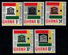 Ghana 1966 25th Anniversary of UNESCO SG435-39 Mint