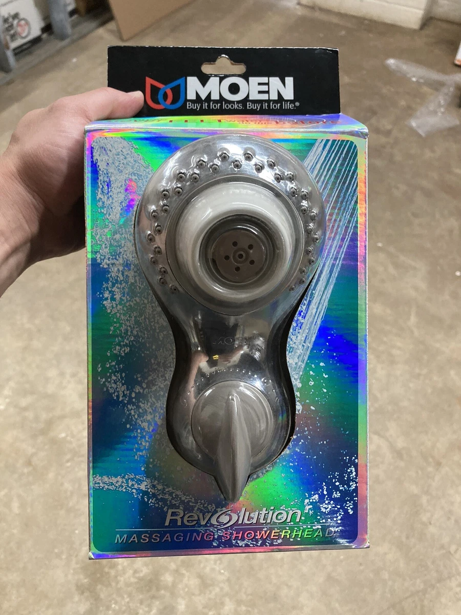 NEW Moen Revolution Massaging Showerhead Glacier Showerhead with pebble