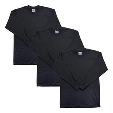 3-Pack Pro Club Men's Heavyweight Cotton Long Sleeve Crew Neck T-Shirt