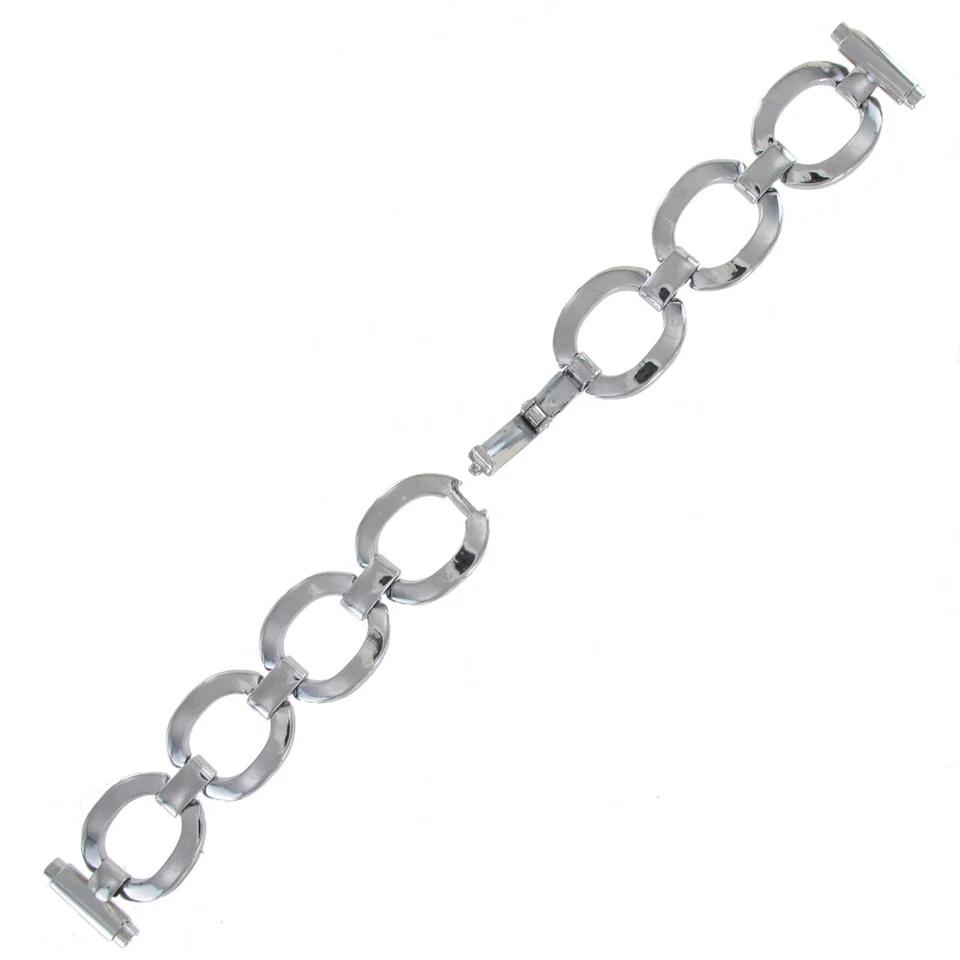 Vintage Ladies 11-14mm Silver Tone Large Link Watch Band Bracelet - Image 2 of 2