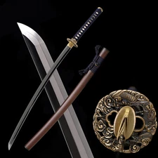 Japanese Samurai Katana Clay Tempered L6 Steel  (直刃) Blade Full Tang Sword