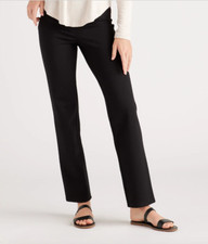 Quince Black Ponte Pants - Straight Leg - Faux Pockets - M Petite - 28" - PO