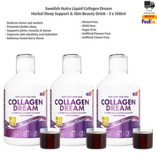 Swedish Nutra Liquid Collagen Dream Sleep Support Skin Beauty Drink 3x500ml