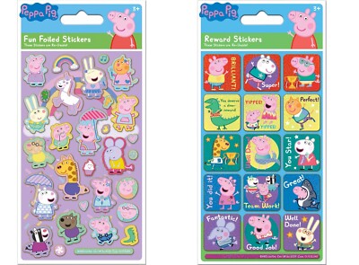 Peppa Pig PINK lustige folierte Aufkleber DOPPELPACK offizielles Produkt 35 Sticker 