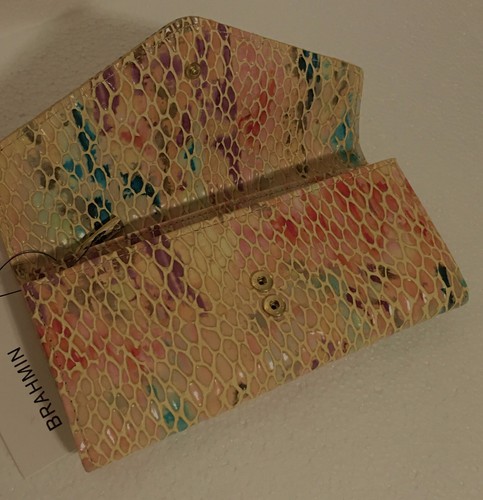 Brahmin JUNIE VERONICA Trifold Envelope Leather Wallet Multi Tan Red Teal NWT - Picture 8 of 9