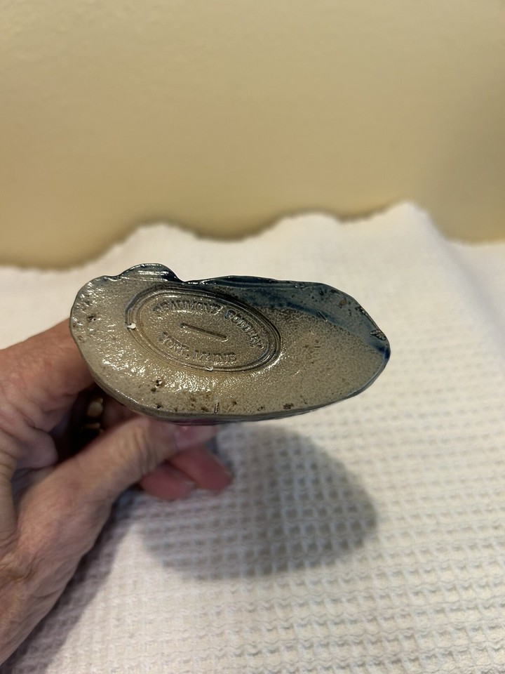 Beaumont Pottery York Maine Blue Salt Glazed 4" Cat Figurine PreOwned