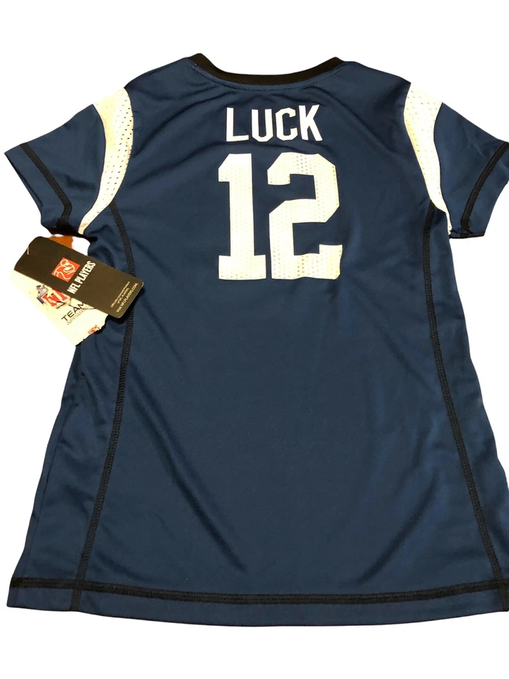 Ropa del equipo NFL Colts Andrew Luck azul manga corta camiseta niñas M 7/8 nueva con etiquetas $29 Foto 4 de 4
