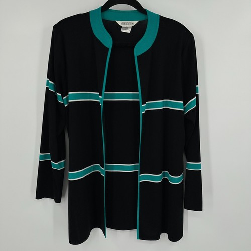 Exclusively Misook Cardigan Sweater Womens Large Multi Ponte Knit Open Front