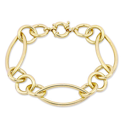 Amour Yellow Plated Sterling Silver 15.5mm Link Bracelet - 8 in.
