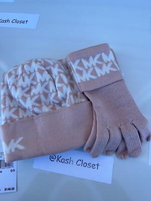 Michael Kors hat,gloves & scarf set gift box MK signature  display picture 2