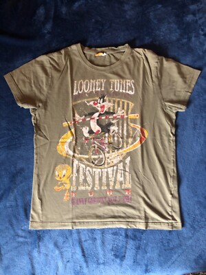 Vintage LOONEY TUNES Festival Granny Gardens Tweety Silvester - GRÜN M - Kinder