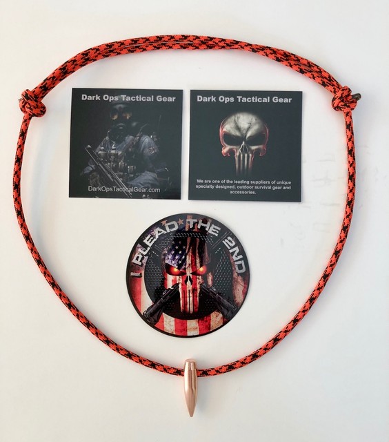 Sniper HOG TOOTH Paracord .30 CalNecklace+ 1 DecalOrange