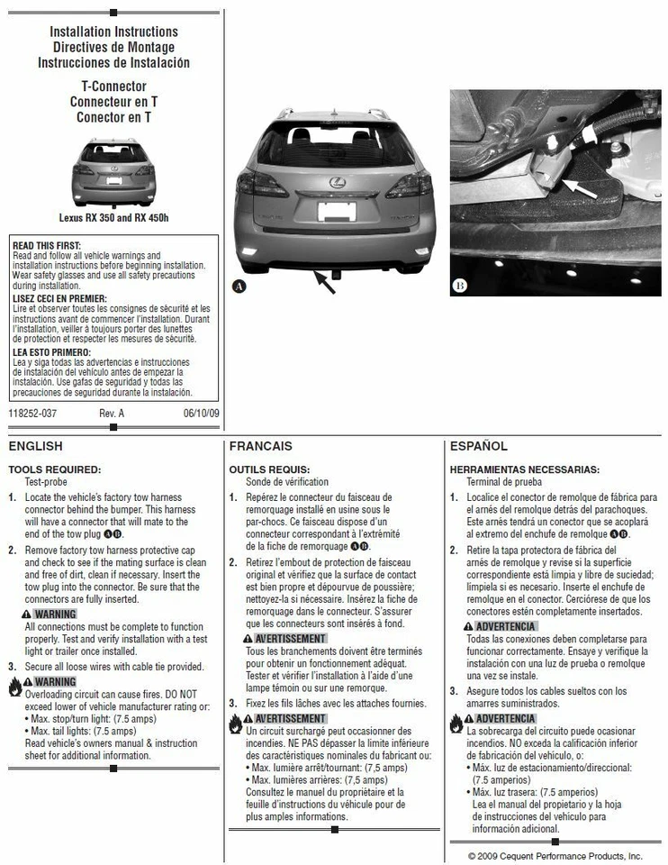 Жгут проводов для прицепа для 10–19 Lexus RX350 RX450h 18 RX350L с заводским буксировочным комплектом. - Изображение 2 из 2