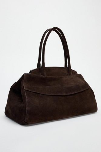 SAC BANDOULIÈRE FEMME ZARA vente FW2025 DAIM FENDU MARRON CHOCOLAT 6045/410 6046/410 NEUF AVEC ÉTIQUETTE