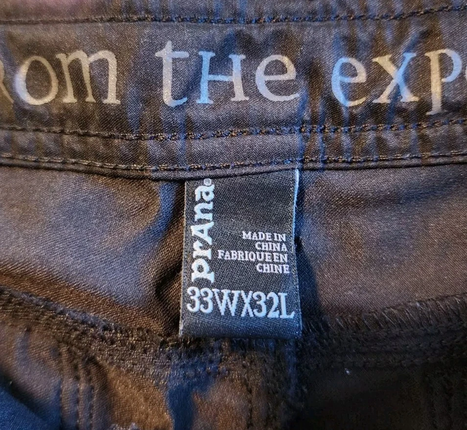 Pantalones cargo Prana elásticos Zion para hombre 34x31,5 (33x32) negros de nailon enrollables senderismo Foto 3 de 4