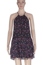 Urban Outfitter Kimchi Blue Moody Floral Frock Printed Tie Mesh Mini Dress New S