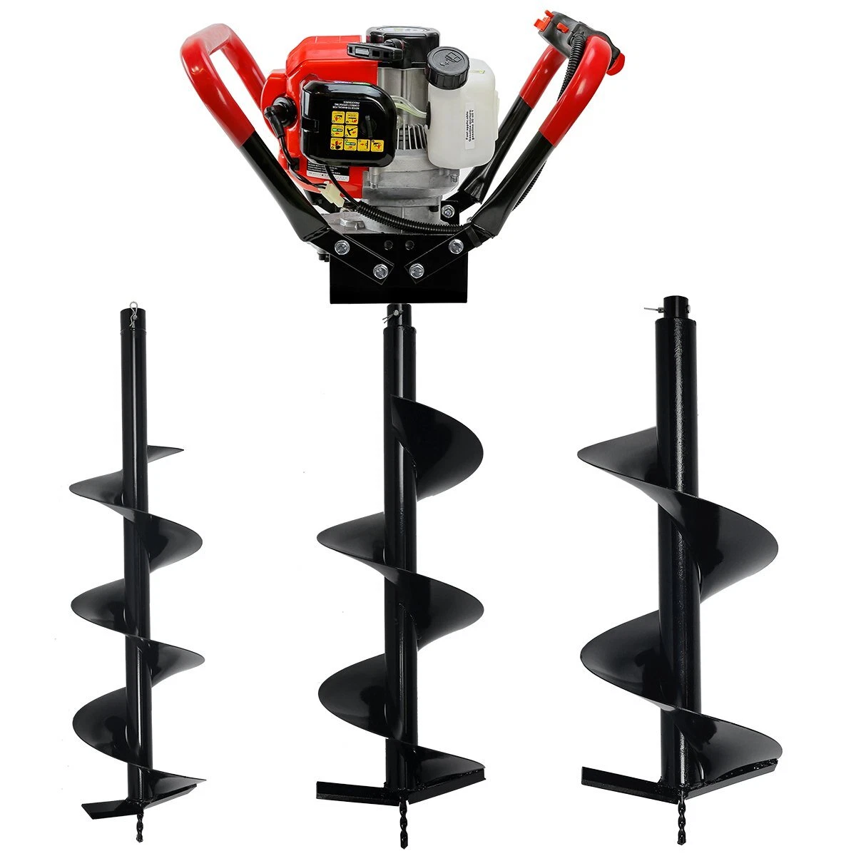 55cc 2 Stroke Earth Auger Post Hole Digger with 3 Drill Bits Gas