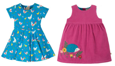 FRUGI BIO KLEID - SKATER BANTAM HÜHNER & CORD FUCHSHANDSCHUH IGEL - Neu