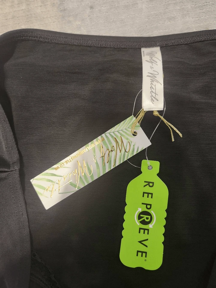 Parte inferior de bikini Wolf & Whistle talla 18 negra con borde de encaje nueva con etiquetas Foto 2 de 4