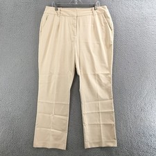 Talbots Pants Women 16W Dress Classic Office Career Khaki Stretch Flat Beige