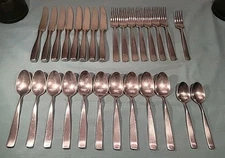 YAMAZAKI BOLO Stainless Flatware Set 28 Pcs. FORKS, KNIVES, SPOONS Preowned lot