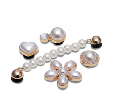 Crocs Jibbitz Pearl  Cubic Shoe Charms 5-Pack Set Elegant Gold New