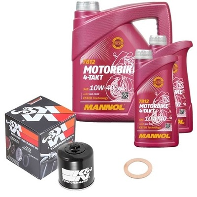 K&N Ölfilter Set MNOL 10W40 6L für Triumph Rocket 2300 III Clas. C23XB Bj. 2007