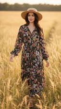 Mac Duggal Sample Dress one of a kind Floral Midi Length Chiffon Dress Size 2