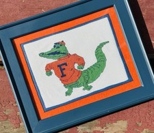 VTG University of Florida Gators Albert Framed Finished Cross Stitch Wall Decor