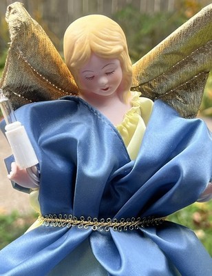 ブルーツリー Tree Topper Christmas Porcelain Angel Vintage Commodore Blue 9