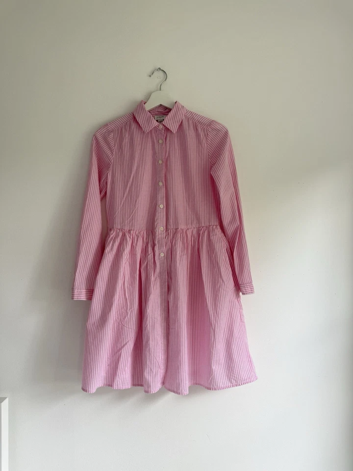 Vestido Camisa J.Crew Reimaginado Rosa Rayas Manga Larga Con Botones Niñas Talla 6 Foto 2 de 4