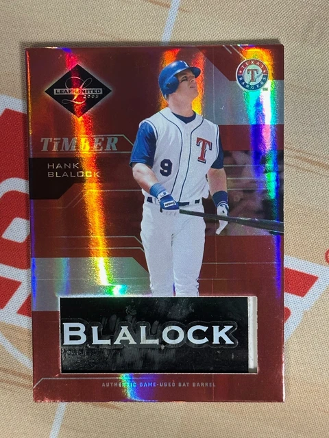 2005 Leaf Limited Hank Blalock Timber Game Used Bat Barrel #1/2 SSP Rangers
