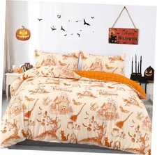 Halloween Duvet Cover Set, King Orange