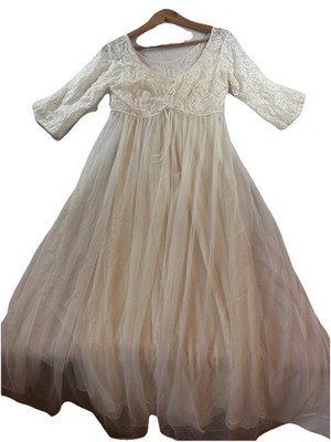 vintage chiffon dressing gown Vintage Beaded Lace Chiffon Robe Satin A-line Wedding Dress