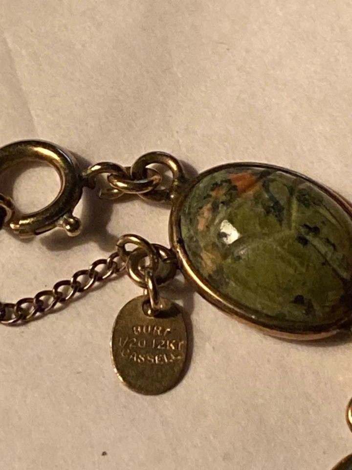 Gemstone Scarab Bracelet - Burt Cassell 1/20  12 K Gold Filled - Image 4 of 4