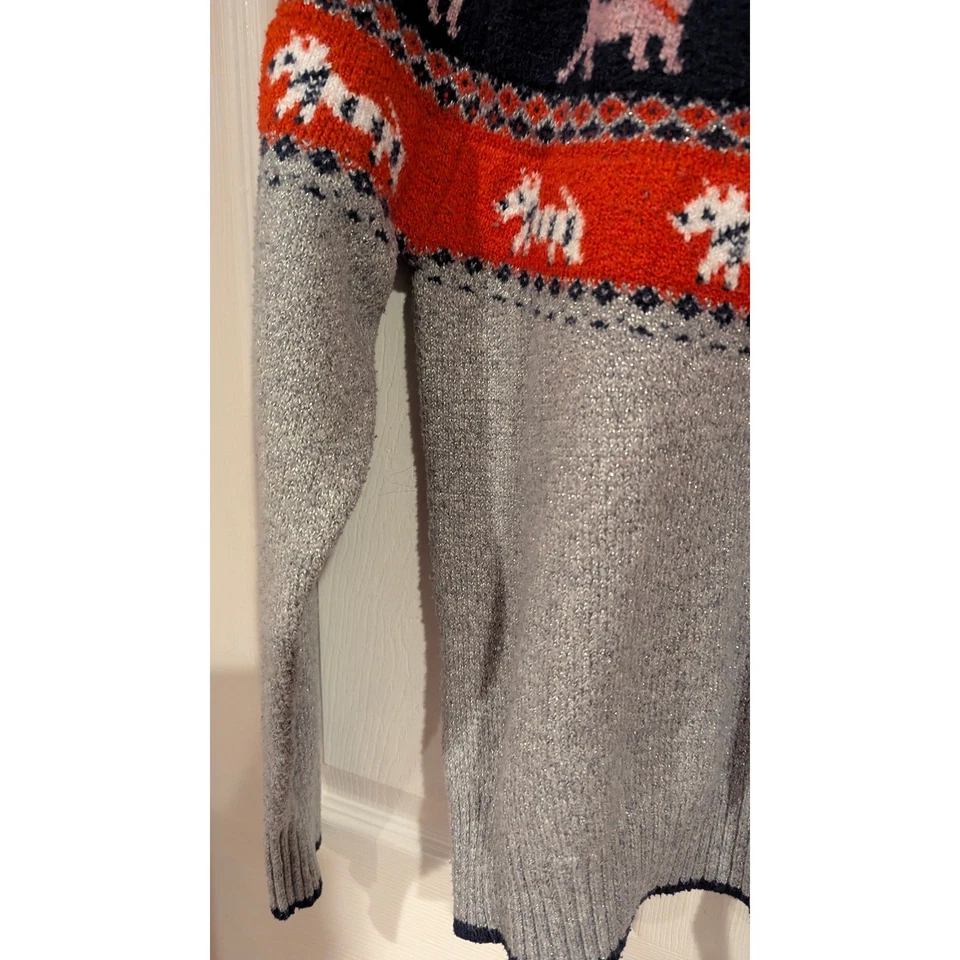 Suéter Pullover Holiday Time Dog Fair Isle Talla M 8 10 Gris Brillante Foto 2 de 4