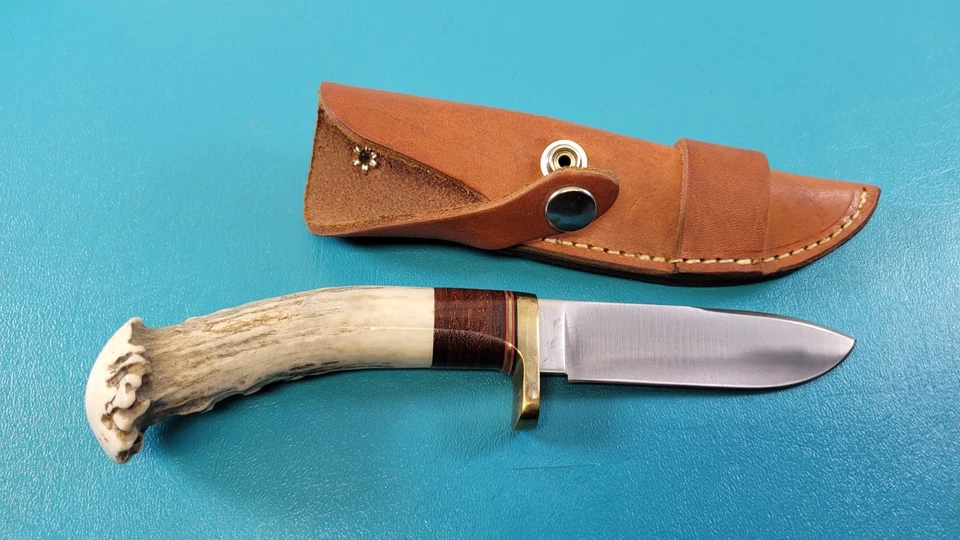 Cuchillos personalizados Hess Gladstone MI cuchillo cazador cola blanca ciervo + funda TR663 Foto 2 de 4