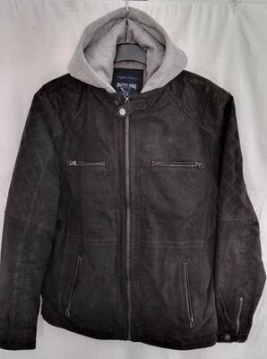 Angelo Litrico C&A Herren Leder Jacke mit Kapuze ***Schwarz***Gr XL