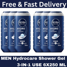 NIVEA MEN Hydrocare Shower Gel 250ml Body Face Hair Wash Aloe Vera Moisture