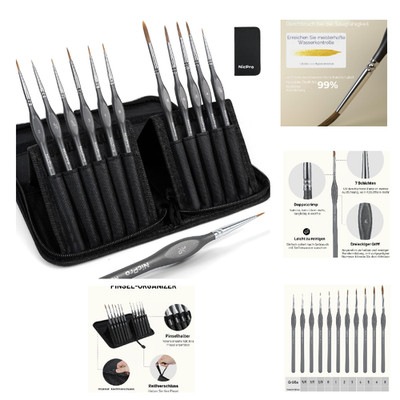 Nicpro 11 Stück Miniatur Feine Pinsel Kolinsky Sable Set